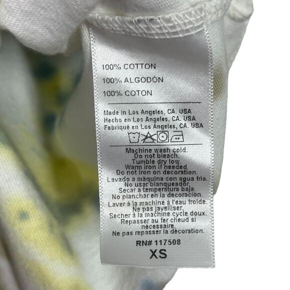 Junk Food Def Leppard Tie Dye Graphic Band Tee XS Rock Roll Blue Yellow New Boho - Picture 5 of 5